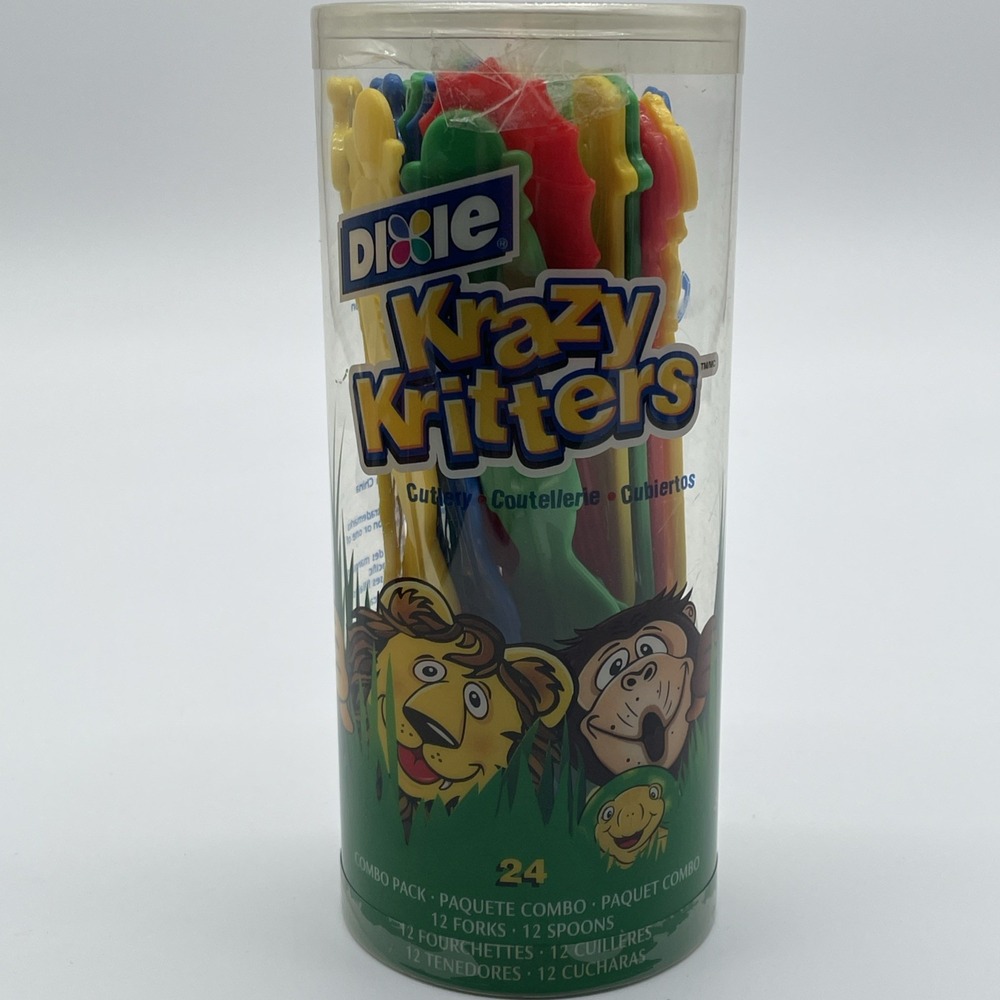 Vintage Dixie Krazy Kritters Cutlery Forks Spoons Animal Shapes 22 Count